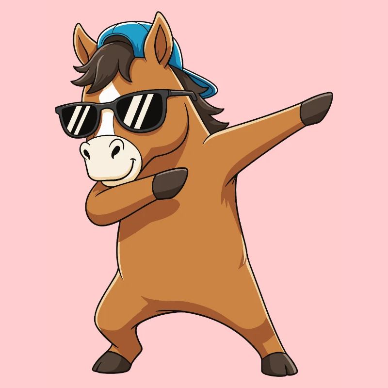 Dessin animé de lunettes de soleil de cheval à faire du dabing