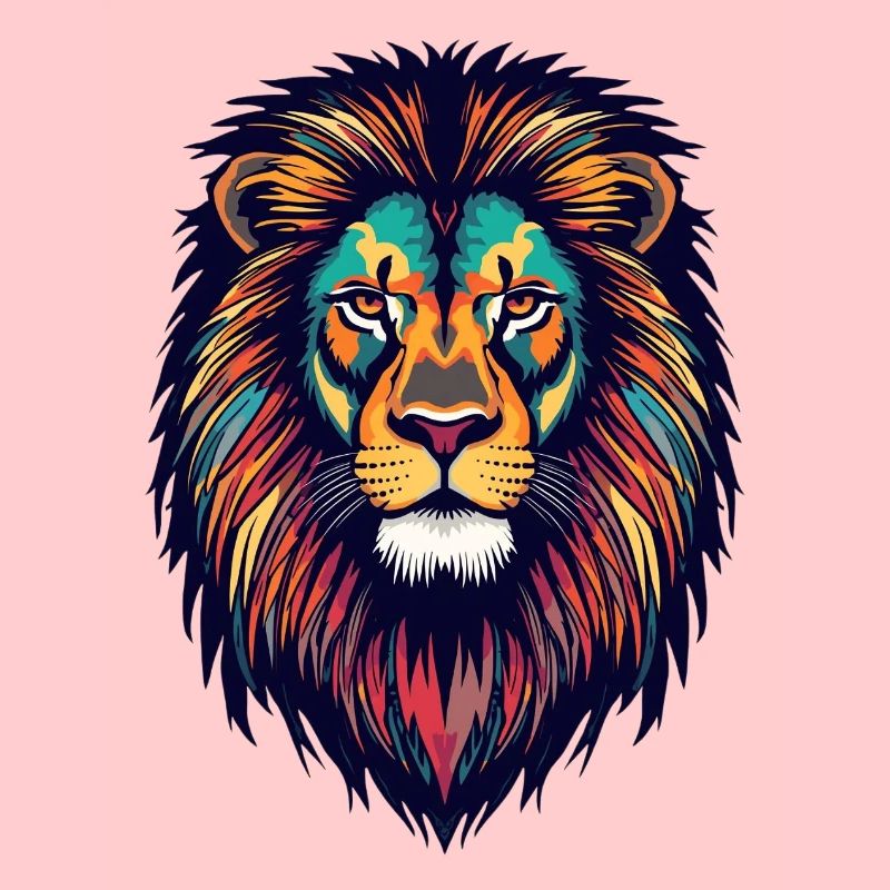 Glowing lion color explosion