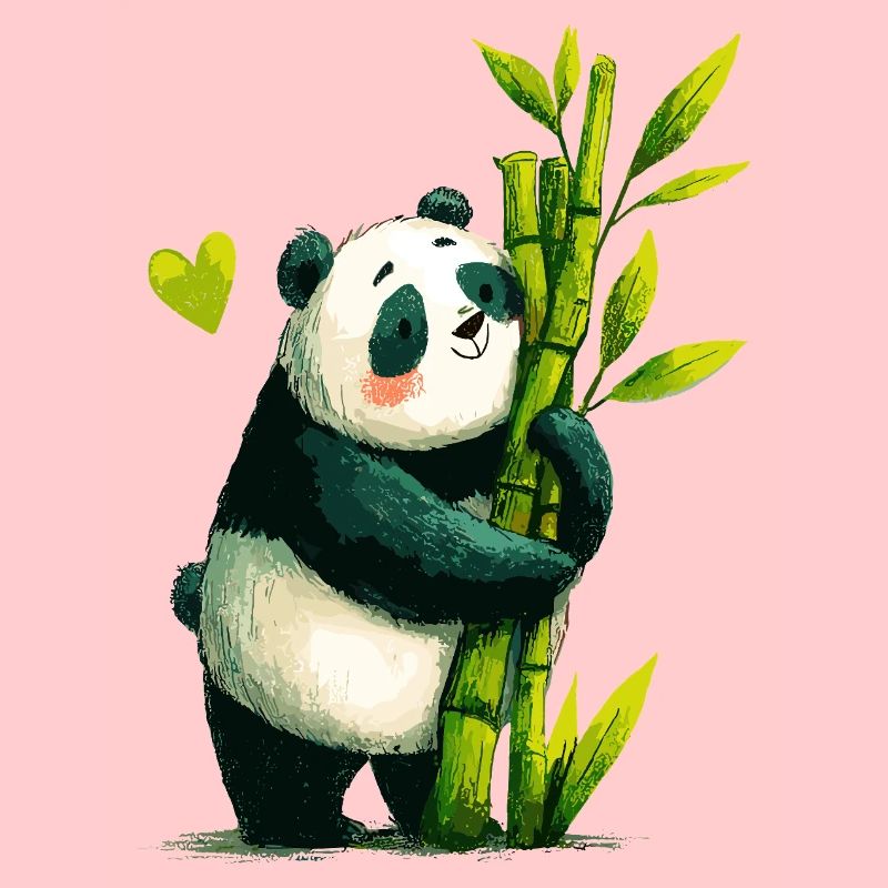 Panda Cuddle with Bamboo