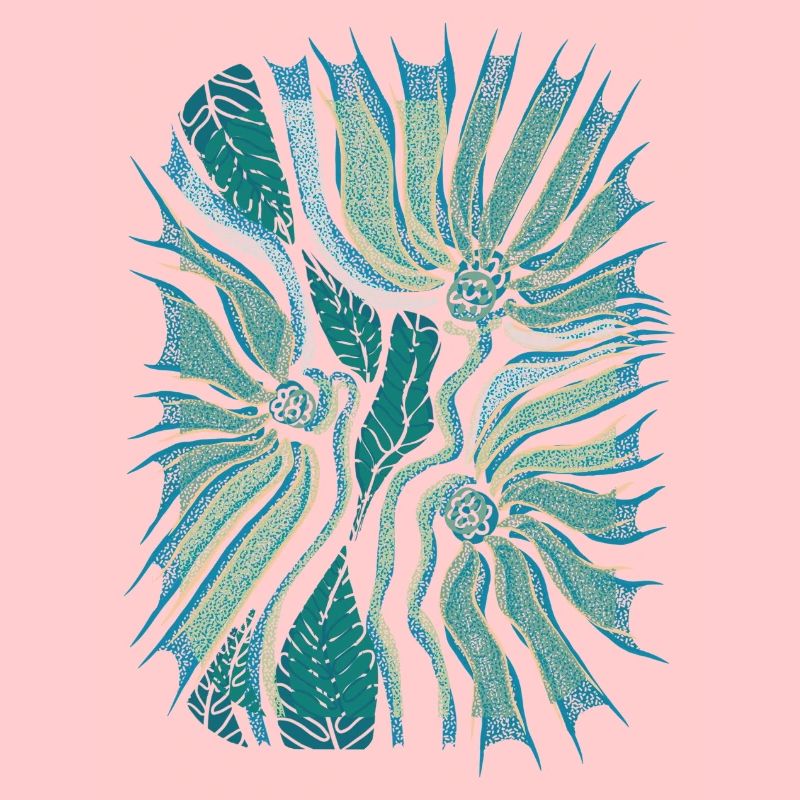 Tropical Abstract Bloom in Teal