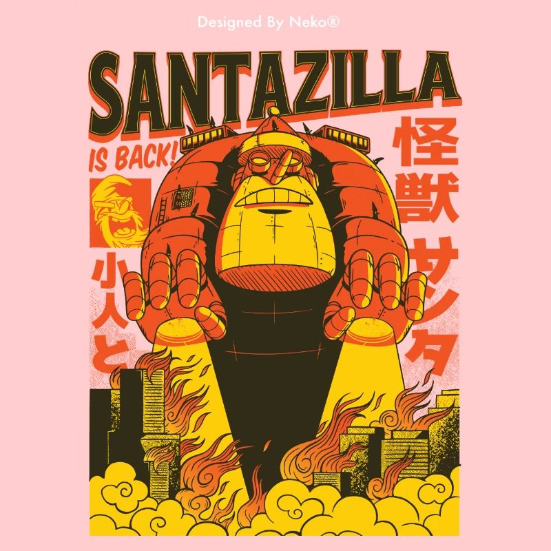 Géant Père Noël en mode Kaiju Retro