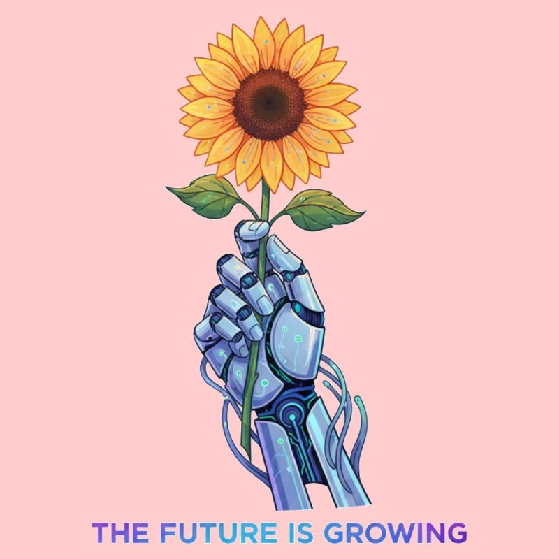 Cyber-Organic Robot Hand Sunflower Design
