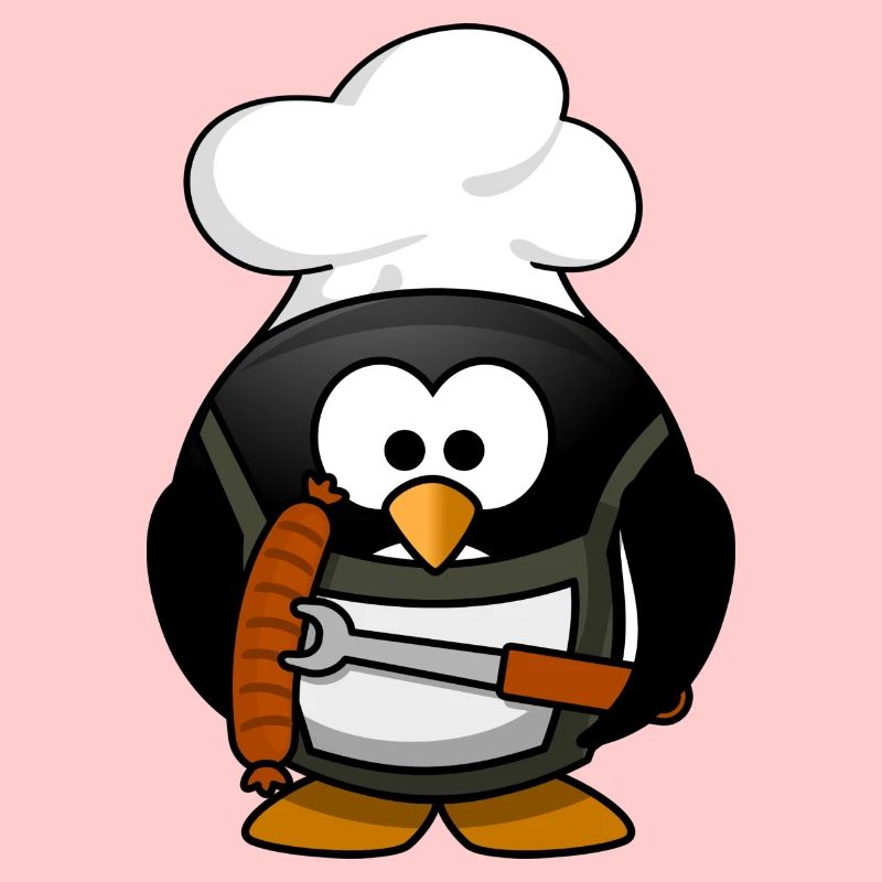 Kochpinguin mit Grillwurst