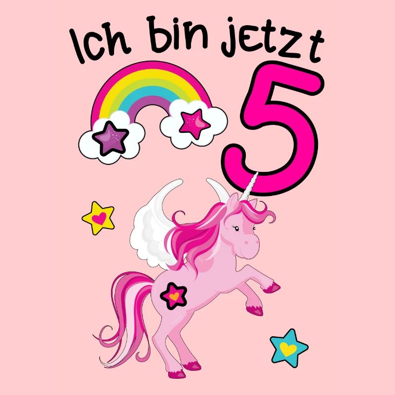 Ich bin jetzt 5 Geburtstags-Einhorn mit Regenbogen