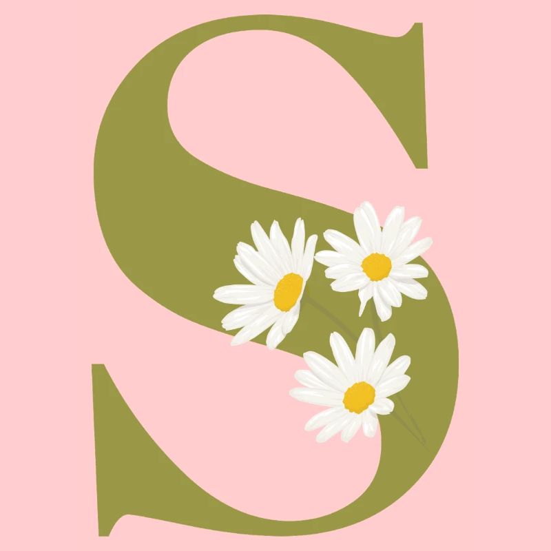Lettre s vert marguerites