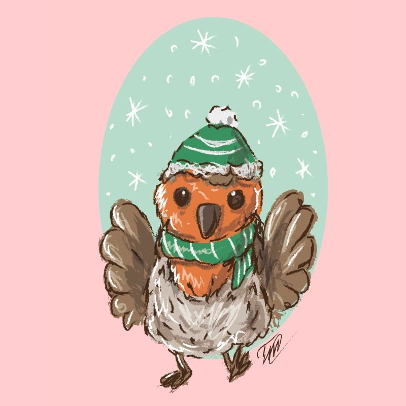 Rotkelchen mit Mütze