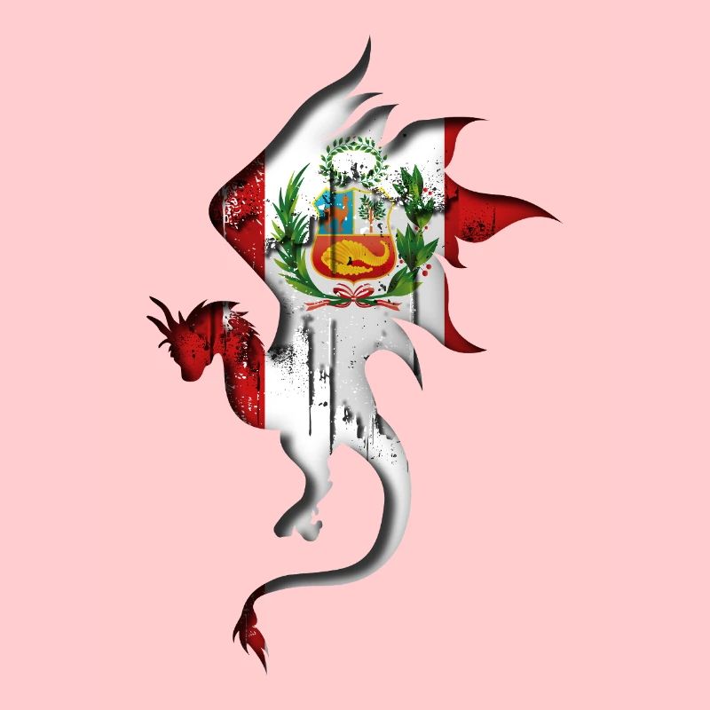 Drapeau du Pérou - Pérou - Silhouette de dragon