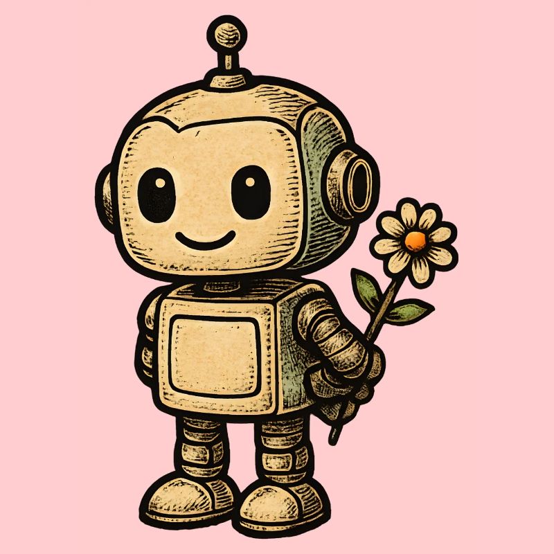 Robot avec fleur