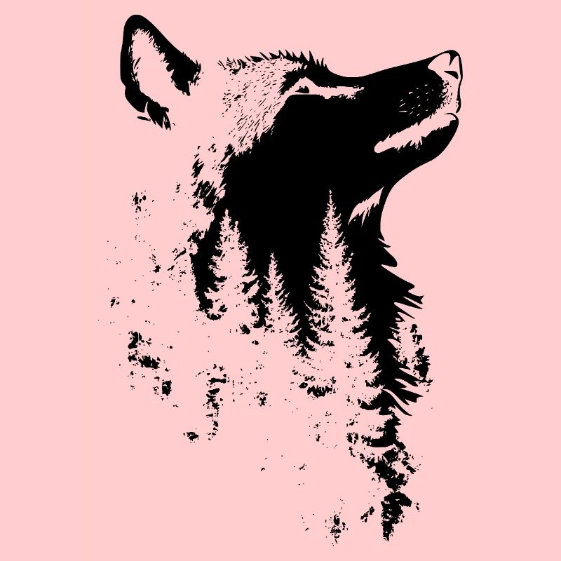 Silhouette de forêt de visage de loup