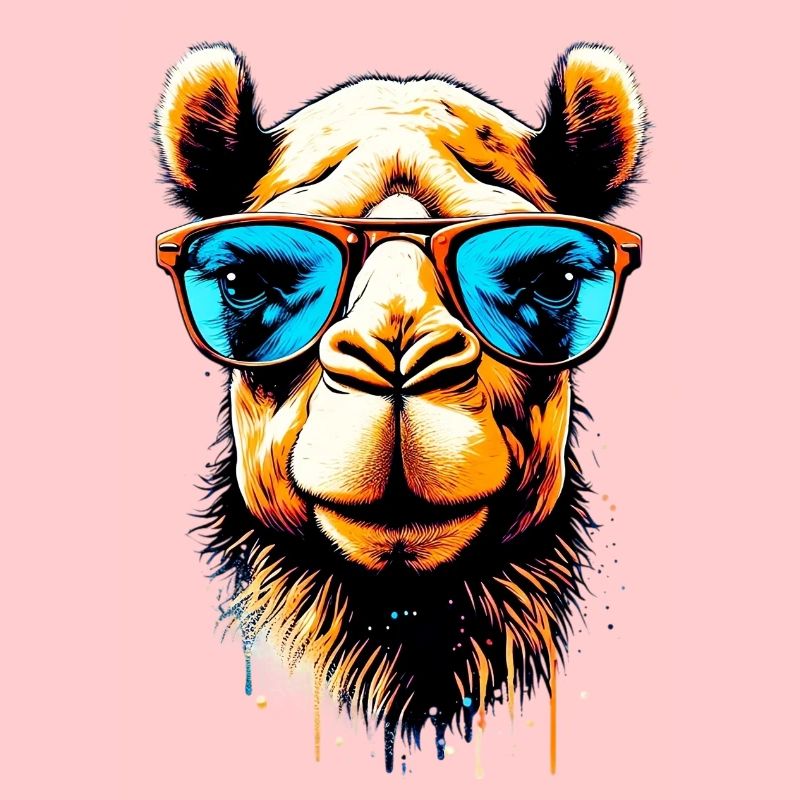 Camel avec lunettes de soleil