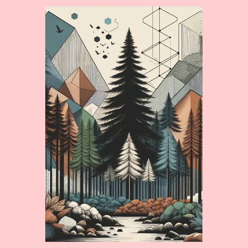Abstract Enchanted Forest Magic and Geometry Unite