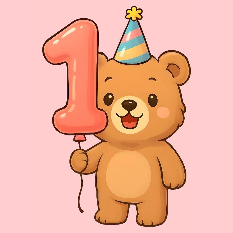 Bär mit Luftballon zum 1. Geburtstag