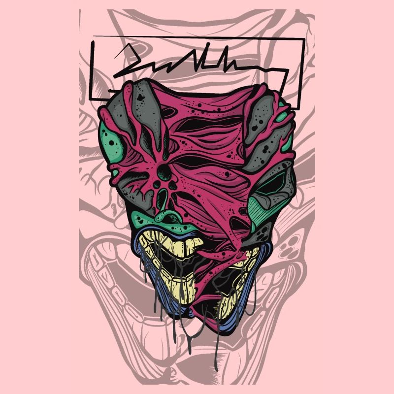Visage de masque coloré et déformé