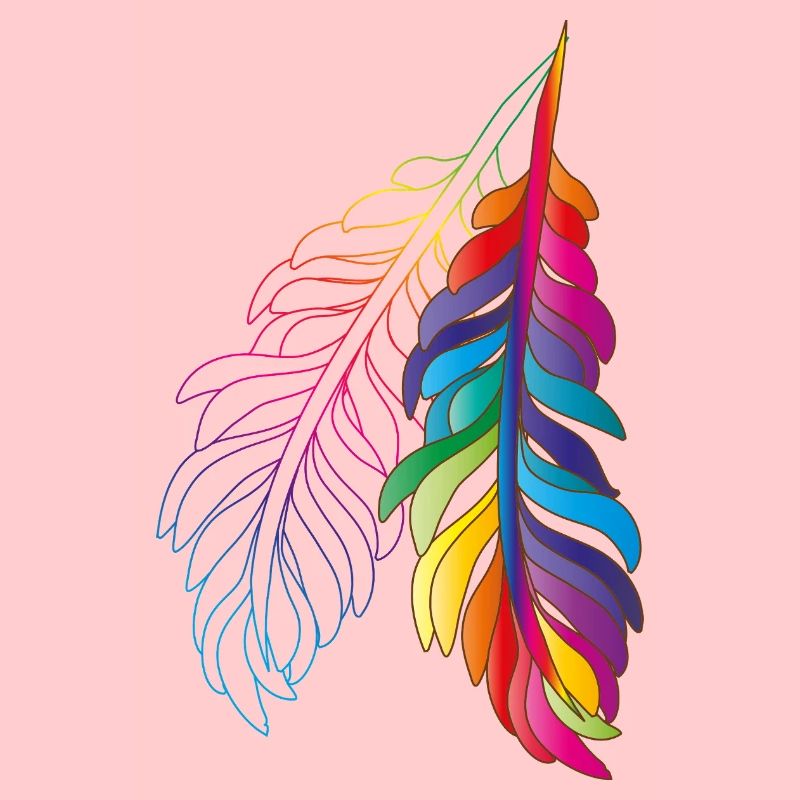 Rainbow feathers – colourful boho design