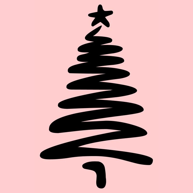 Christmas tree linear hand-drawn