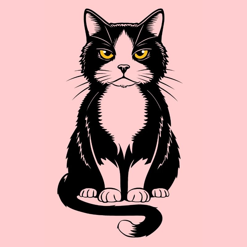 Bild einer sitzenden schwarzen Katze