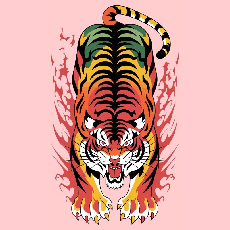 Flammenplatsch der Flammenflamme des lodernden Tigers