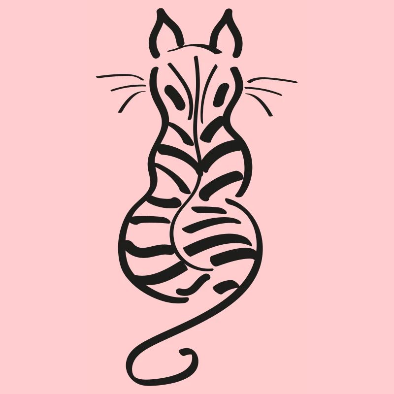 Cat Minimalist Line Back Stripe Tiger