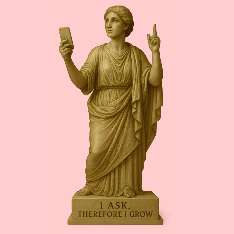 Ancient Philosopher Statue with Message