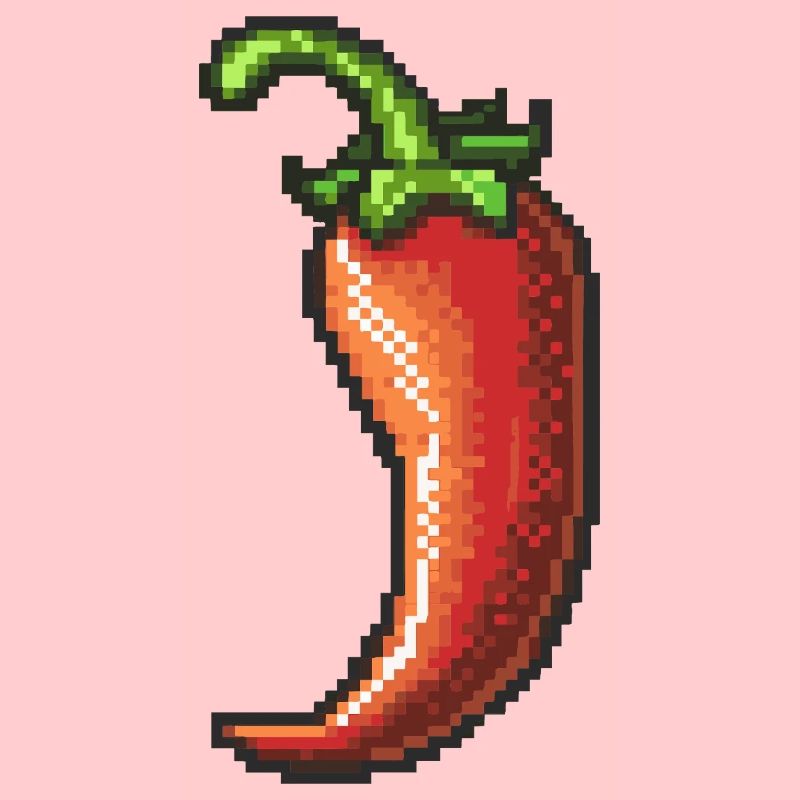 Pixel Chili Pepper Retro Gloss