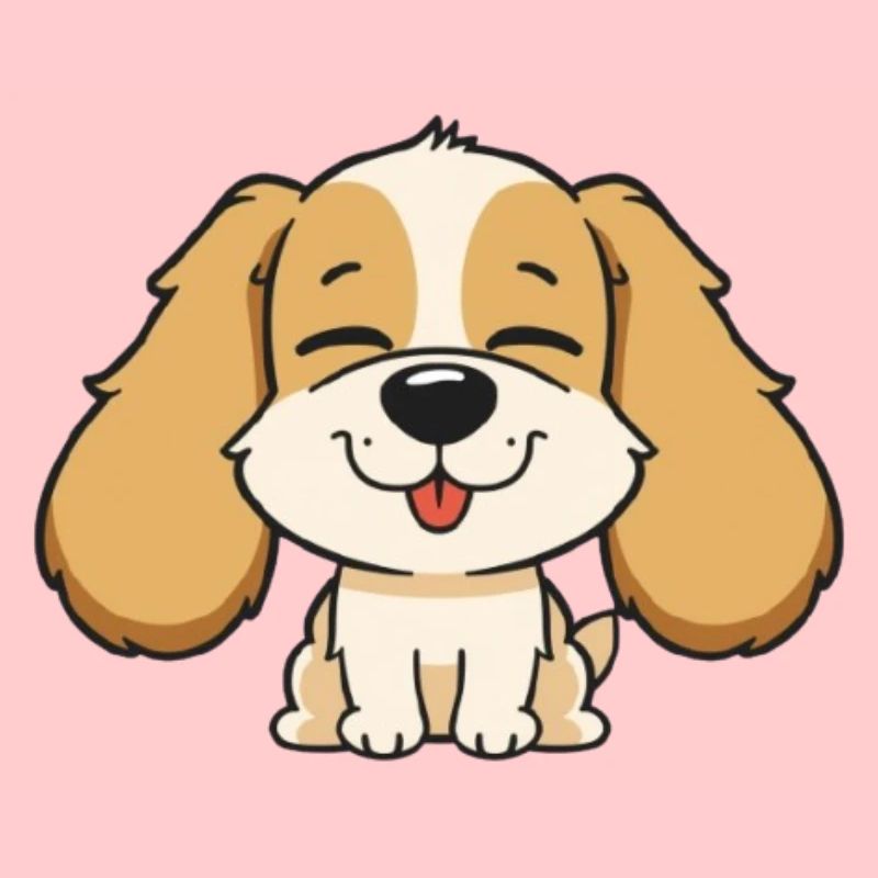 Cute dog head with cheerful expression