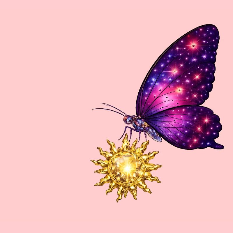 Soleil doré et papillon de l’espace.