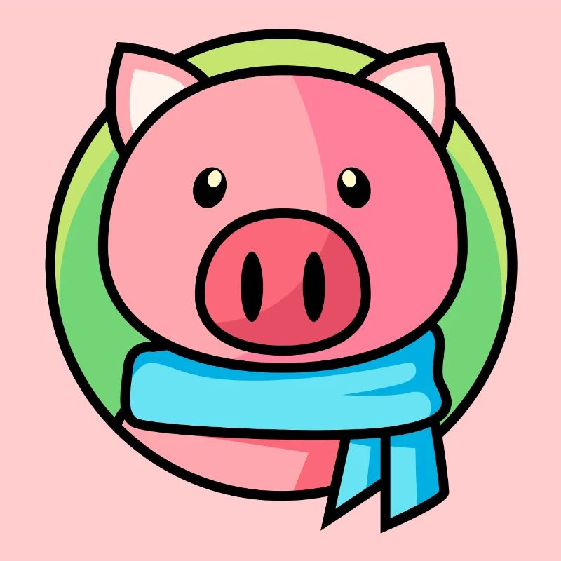 Cochon rose avec écharpe