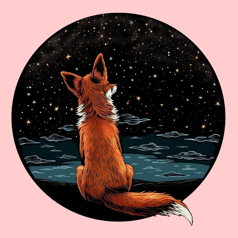 Fuchs mit Sternenhimmel