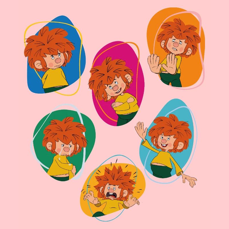 Pumuckl Montre Différentes Émotions
