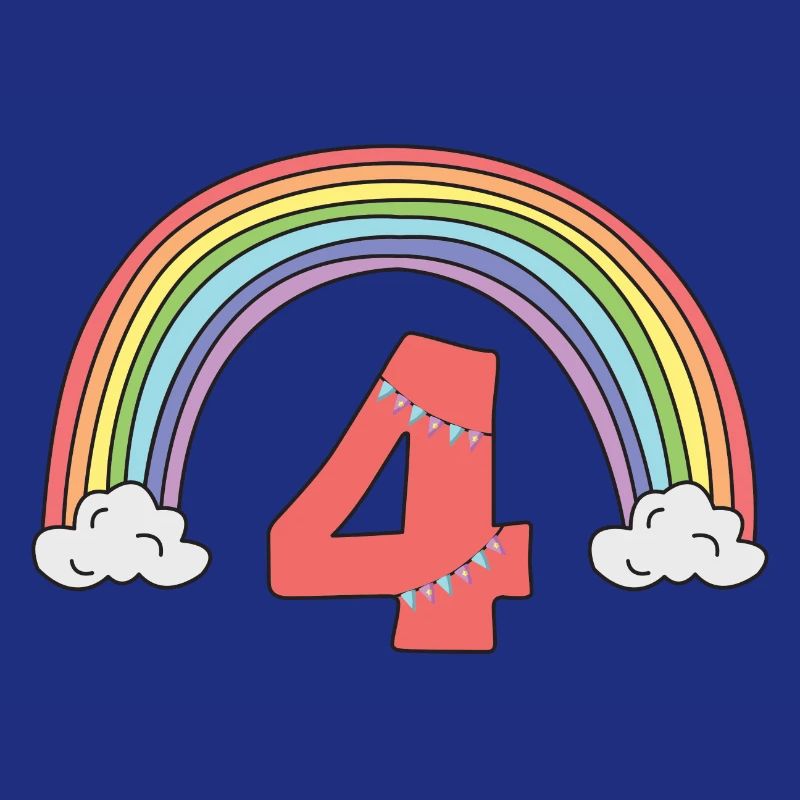 4. Geburtstag Pastell Regenbogen Mädchen Süß