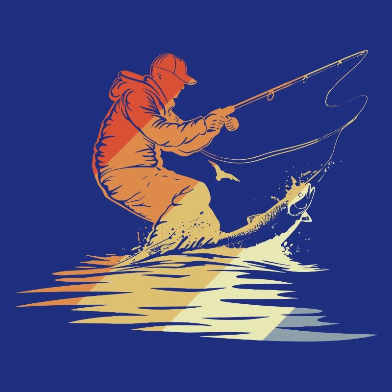 Pêche Graphique Style Rétro