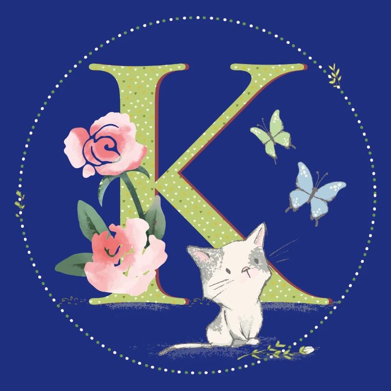 Anfangsbuchstabe K mit Katze