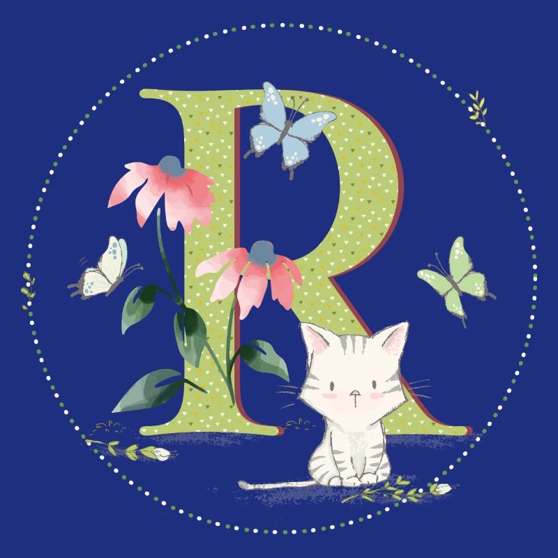 Lettre initiale R avec chat