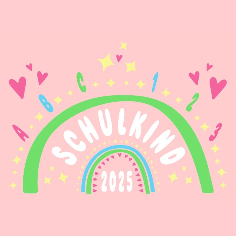 Schulkind 2025 Regenbogen mit Herzen