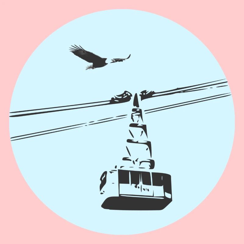 Gondola / cable car with eagle blue