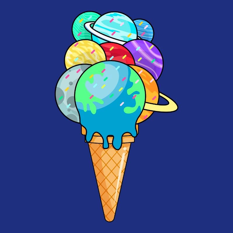 Planètes du système solaire en cornet de crème glacée cornet de crème glacée