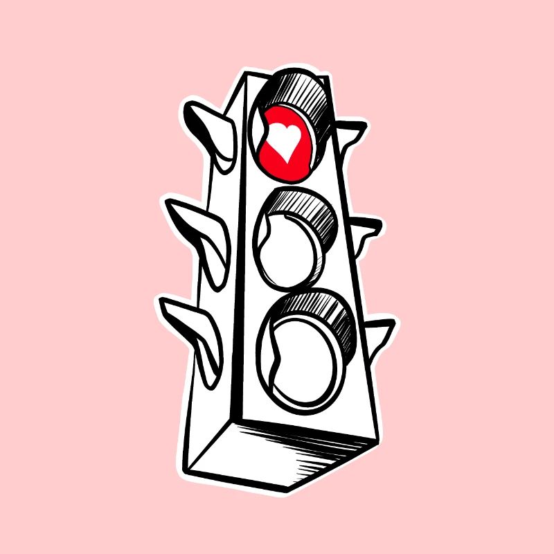 Heart red traffic light