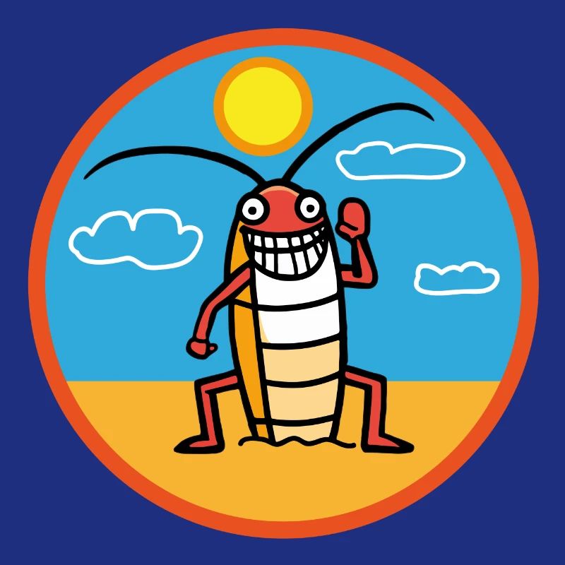 Cockroach on the beach sunbathing