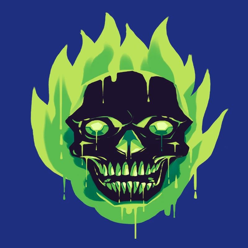 Fearful and beautiful skull on fire design