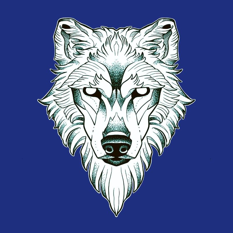 Symmetrical wolf dotwork