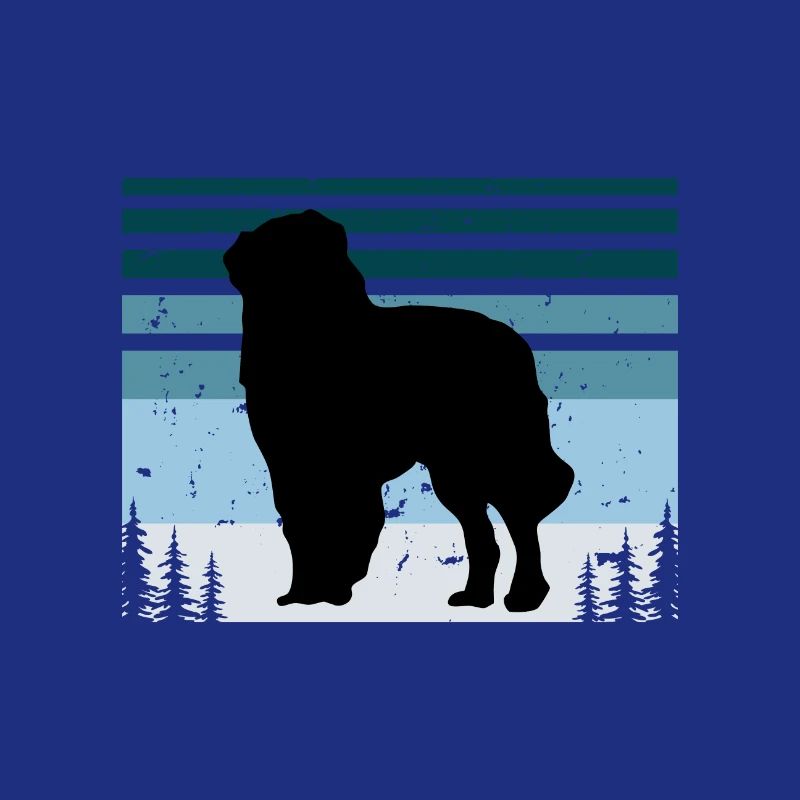 Carpathian Shepherd Dog Silhouette Retro Sunset