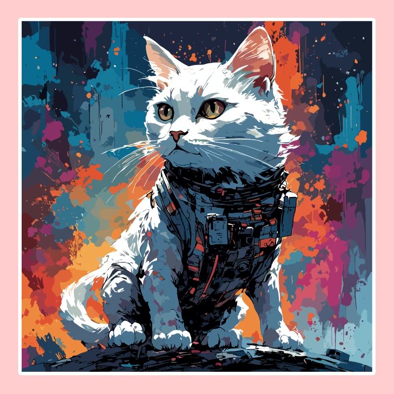 Astronaute / Espace / Animal / Chat / Vaisseau spatial