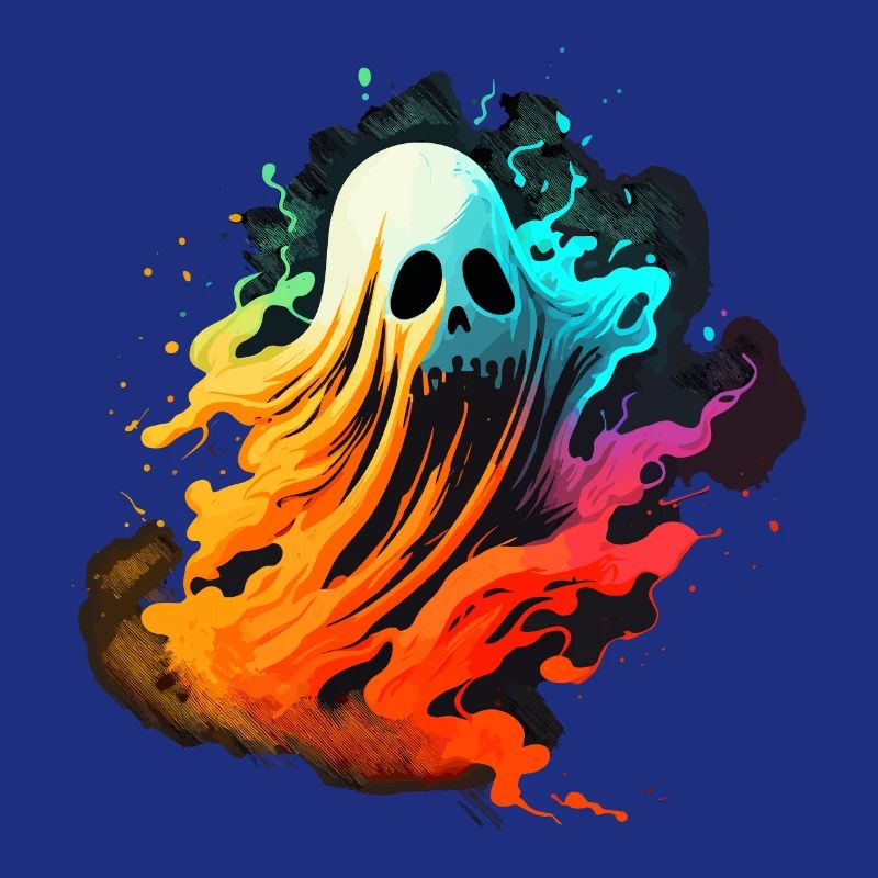 Colorful Skull Head Ghost