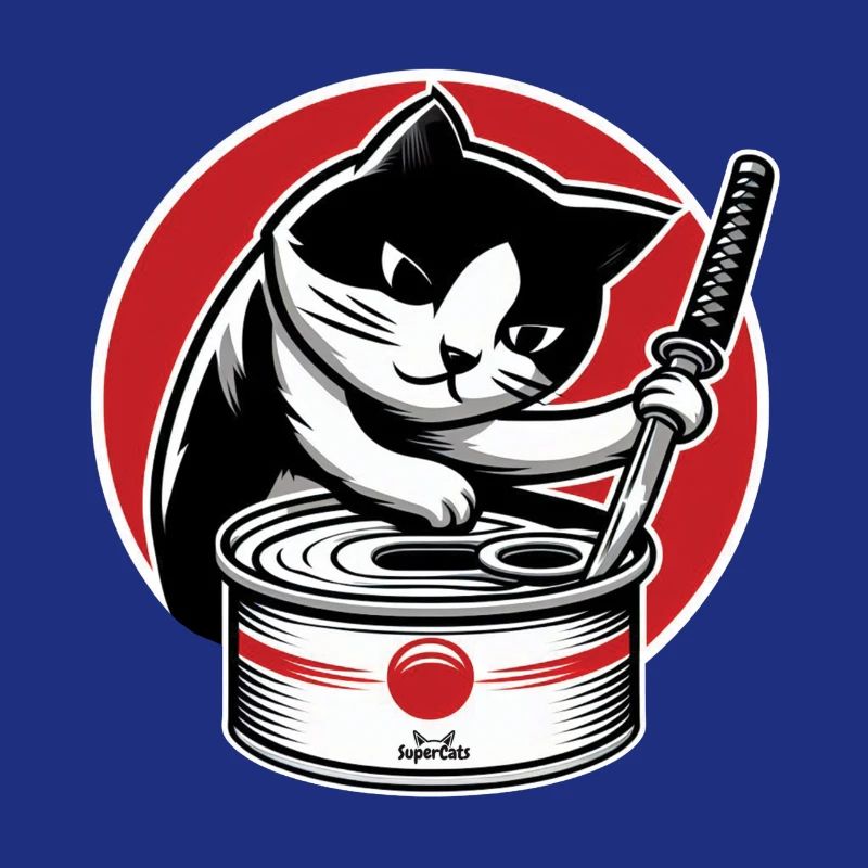 Katze schwingt ein Katana