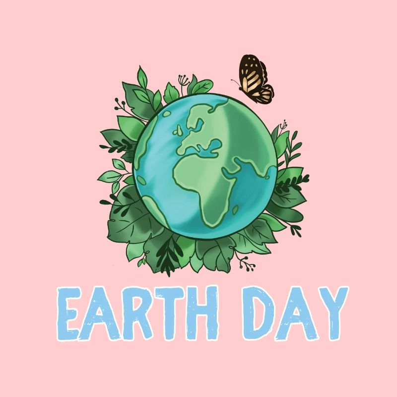 Earth Day Gift Globe Plants Butterfly Save the