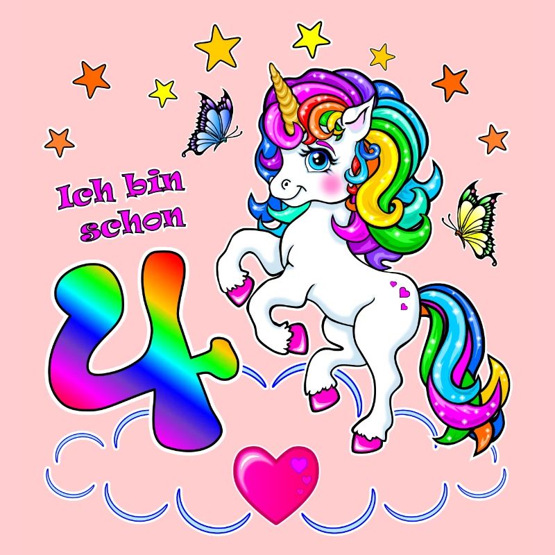 Mädchen 4 Jahre Geburtstag Einhorn ich bin schon 4