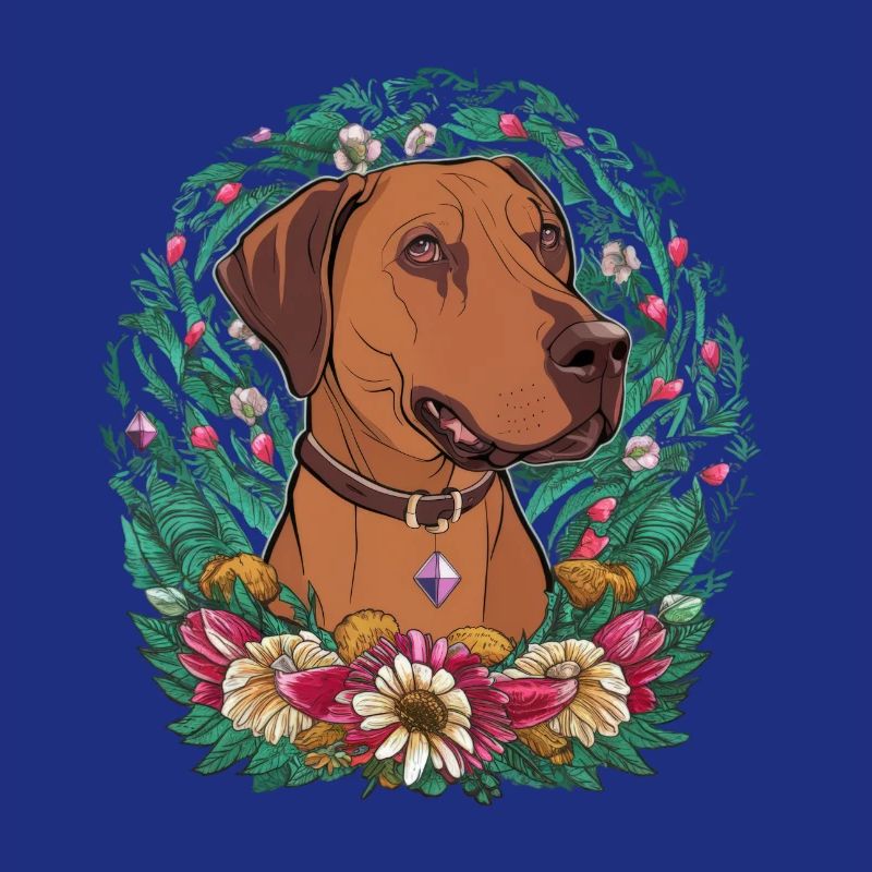 Rhodesian Ridgeback et belles fleurs
