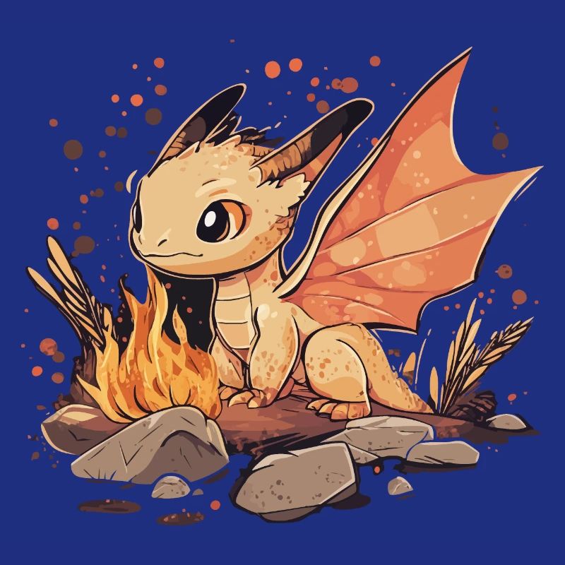 Comic Drache mit Feuer
