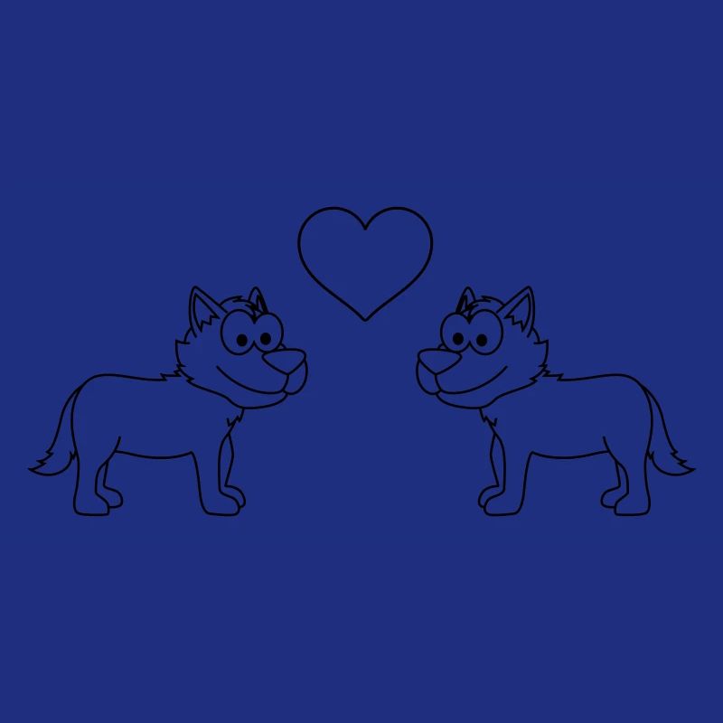 Wolf Comic Paar Liebe