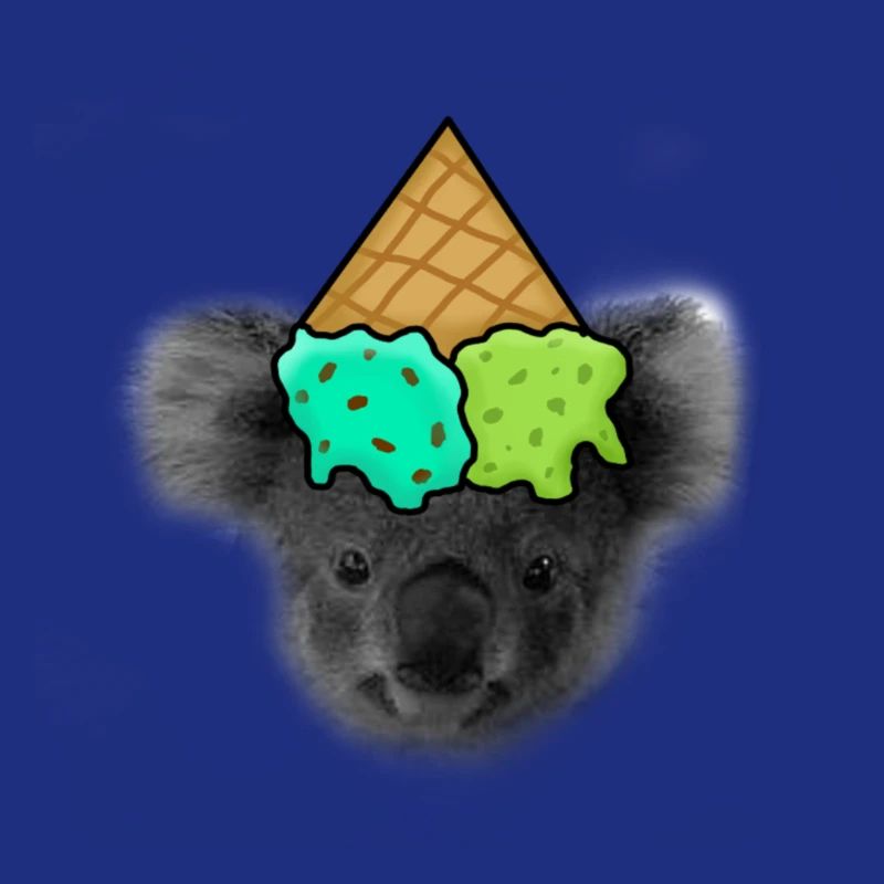 Koala mit Eiscreme als Hut